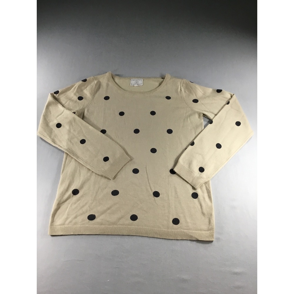 Absolutely Creative Worldwide S Sweater Cream Navy Polka Dot Whimsical Crewneck